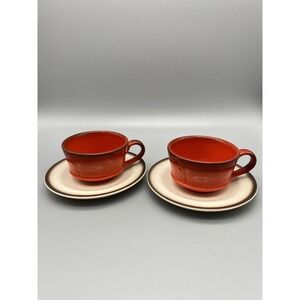 Vintage Metlox Poppytrail Rooster Tea Cup‎ And Saucer Made In USA Set of 2